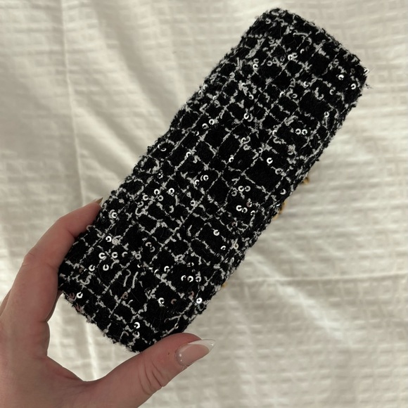 NWT 🖤 CHANEL 24P Black & White Tweed Small Nano Shopper Kelly Bag - Picture 11 of 16